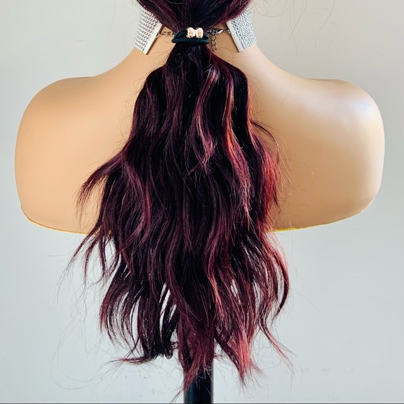 Burgundy Wine Loose Wave 13x2 Lace Front Synthetic Wig - Picture 13 of 15